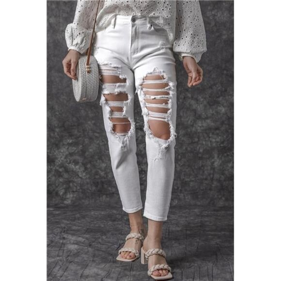 Distressed Jeans with Pockets - Picture 1 of 9